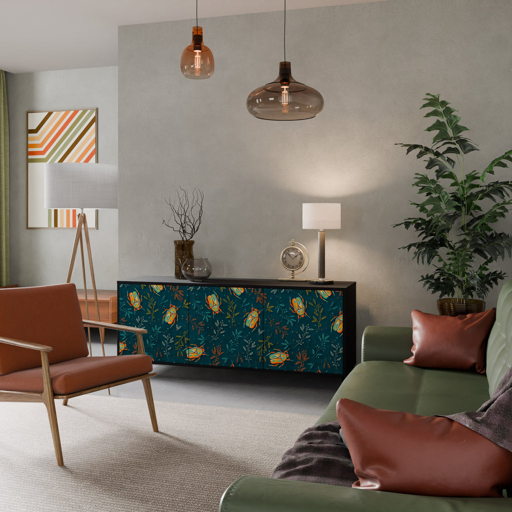 AUTUMN INSECTS Aparador de 3 Portas em Acabamento Preto