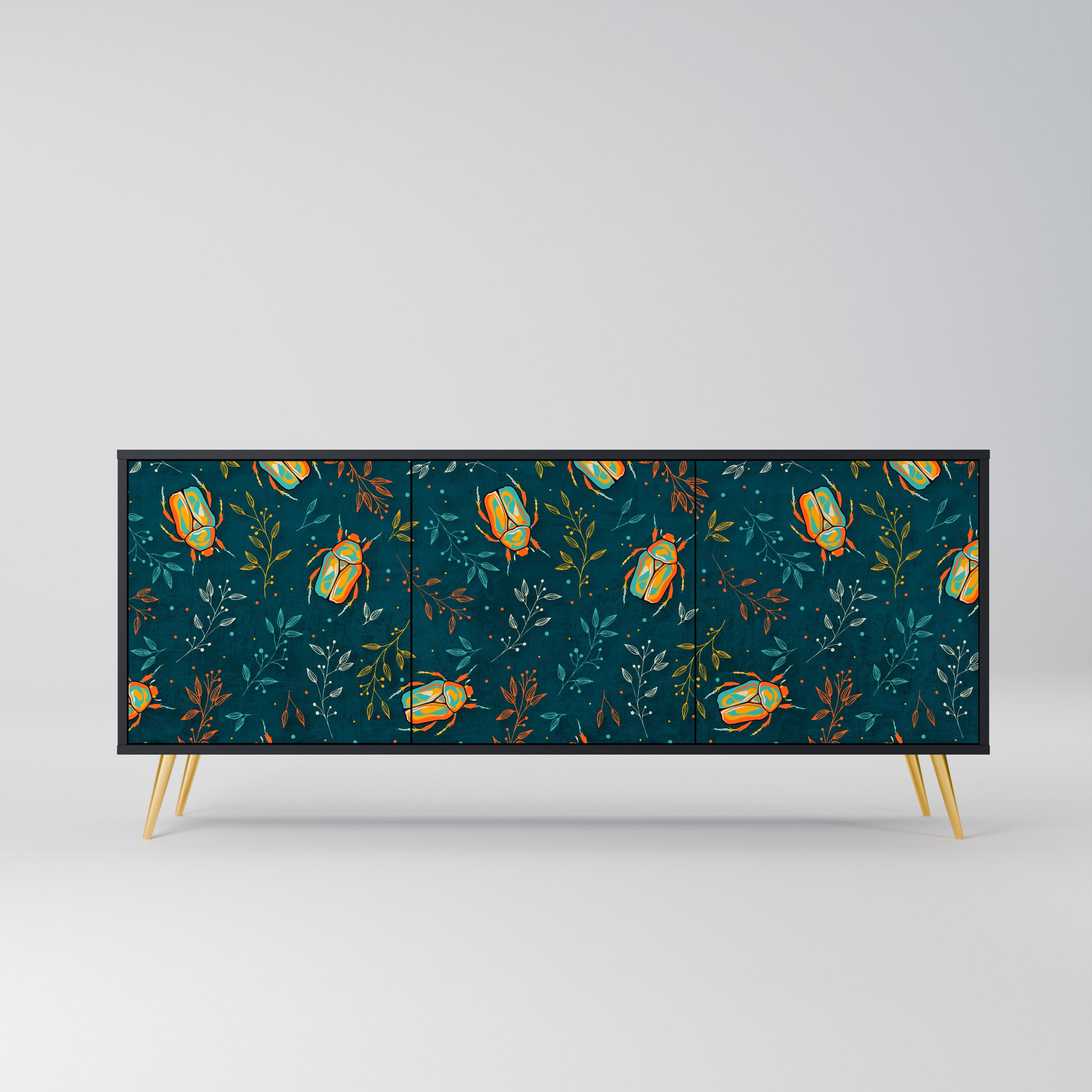 AUTUMN INSECTS Aparador de 3 Portas em Acabamento Preto