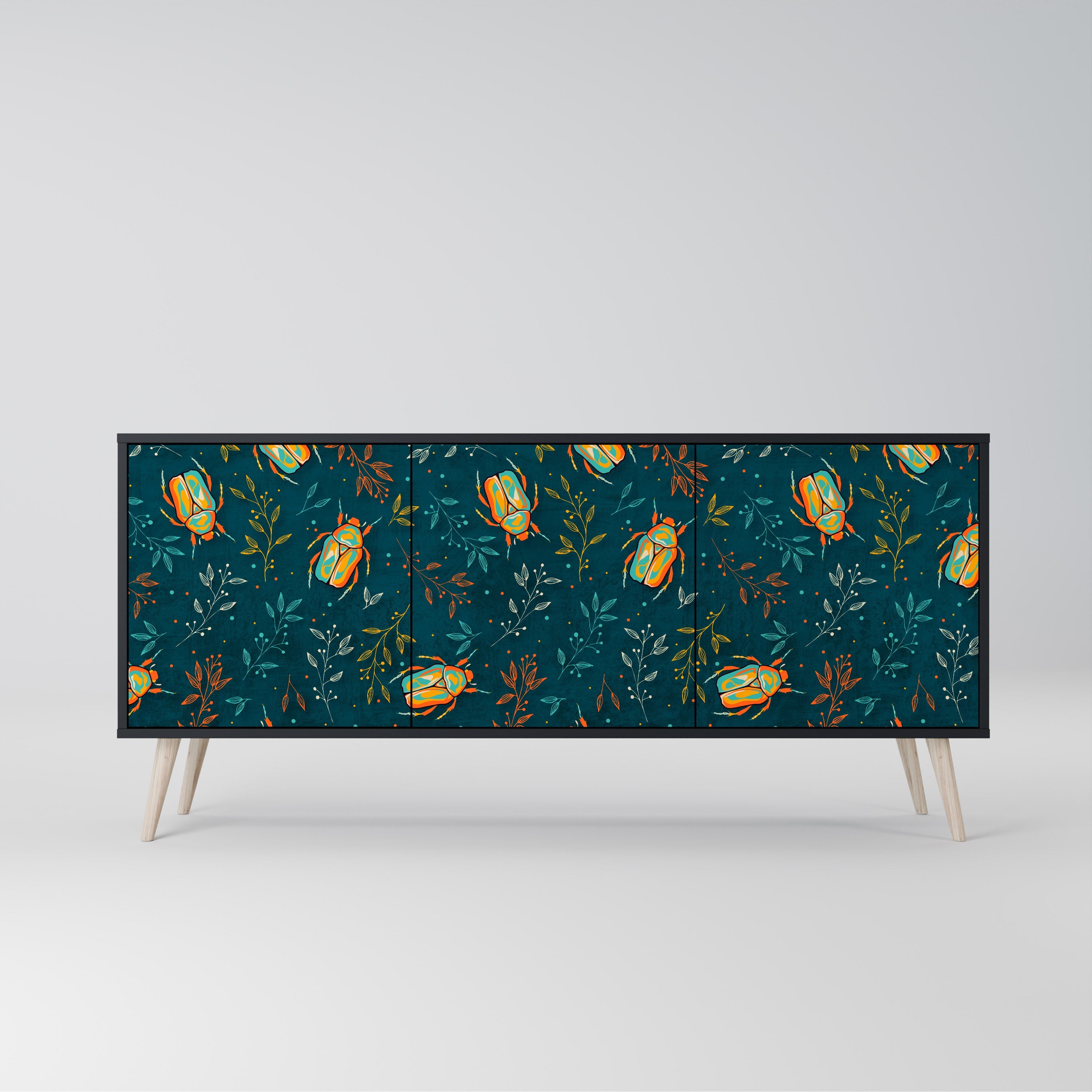 AUTUMN INSECTS Aparador de 3 Portas em Acabamento Preto