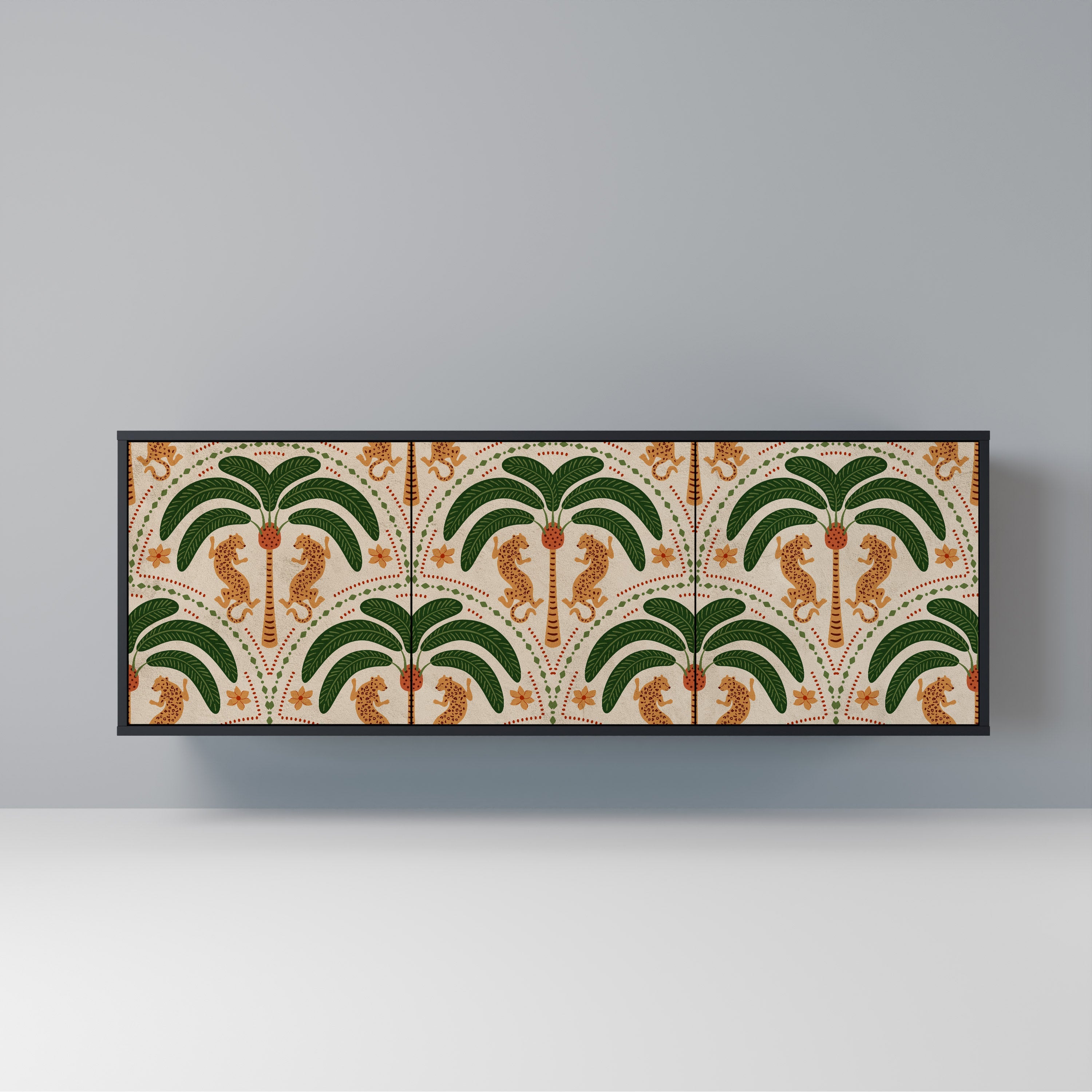 DANCING PREDATORS Aparador de 3 Portas em Acabamento Preto