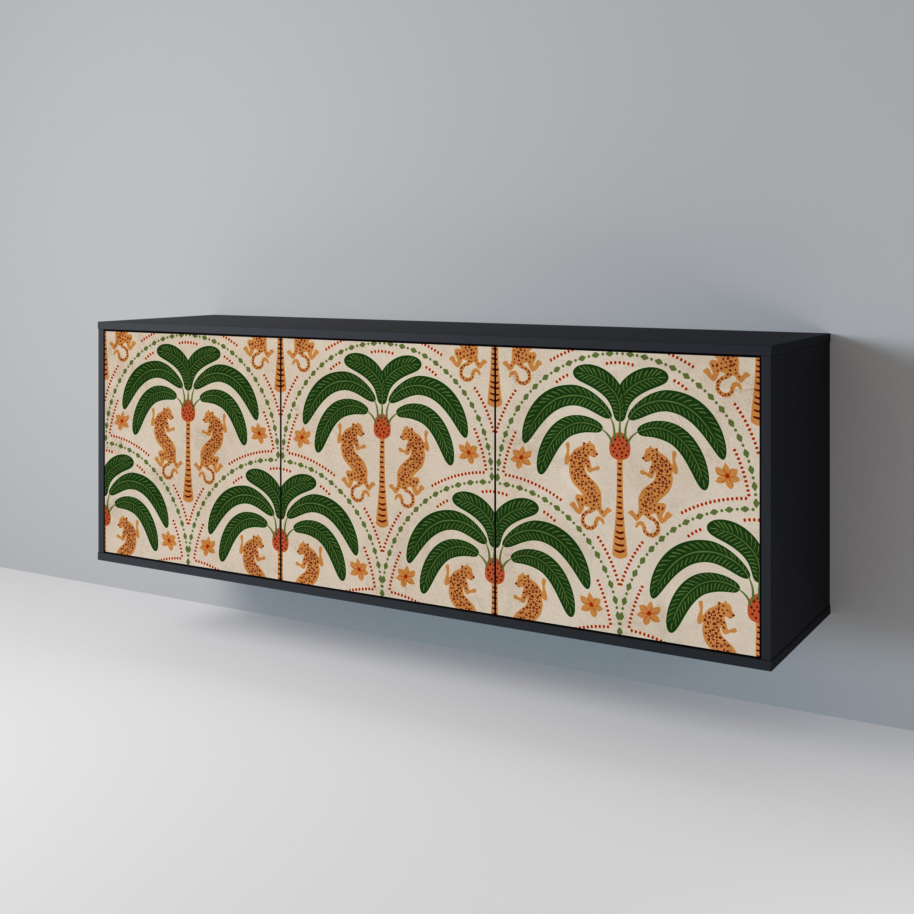 DANCING PREDATORS Aparador de 3 Portas em Acabamento Preto