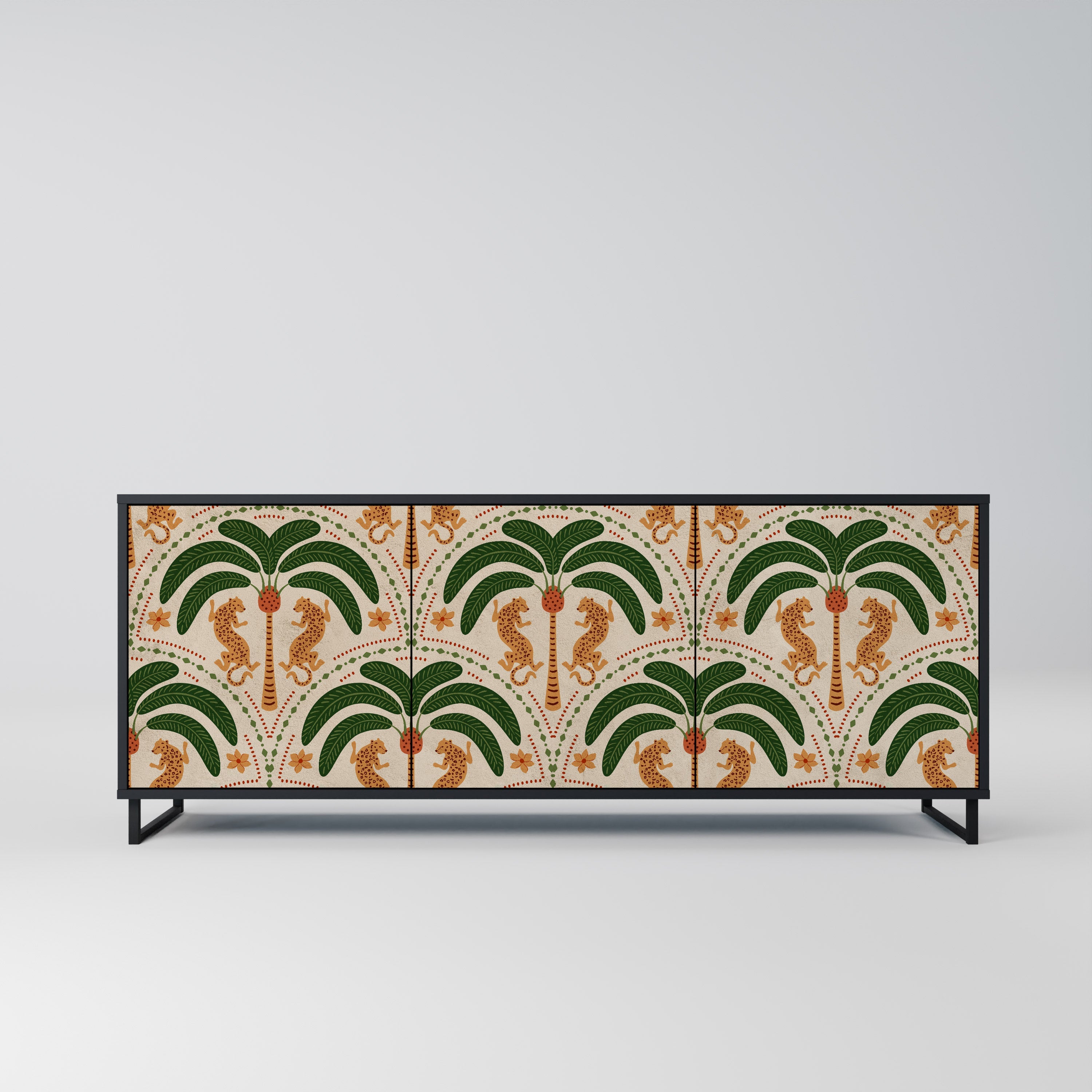 DANCING PREDATORS Aparador de 3 Portas em Acabamento Preto