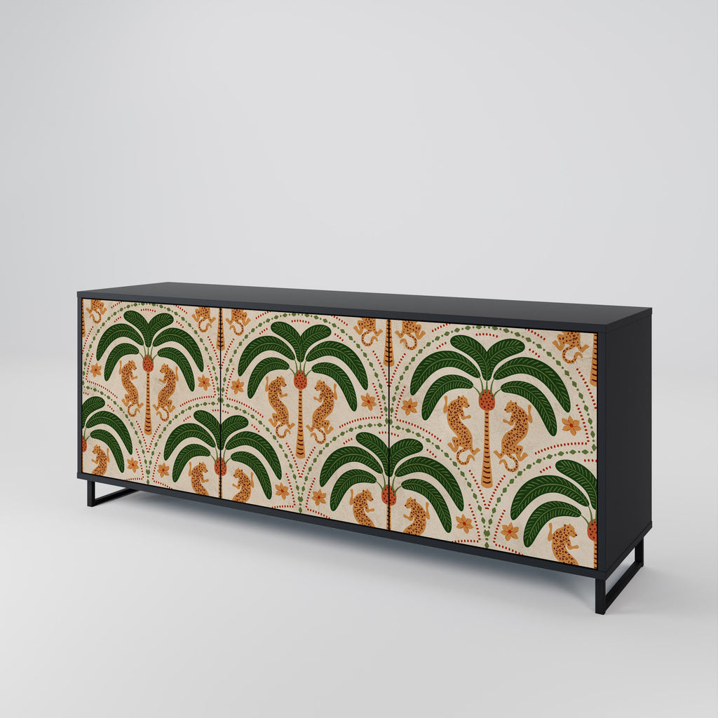 DANCING PREDATORS Aparador de 3 Portas em Acabamento Preto