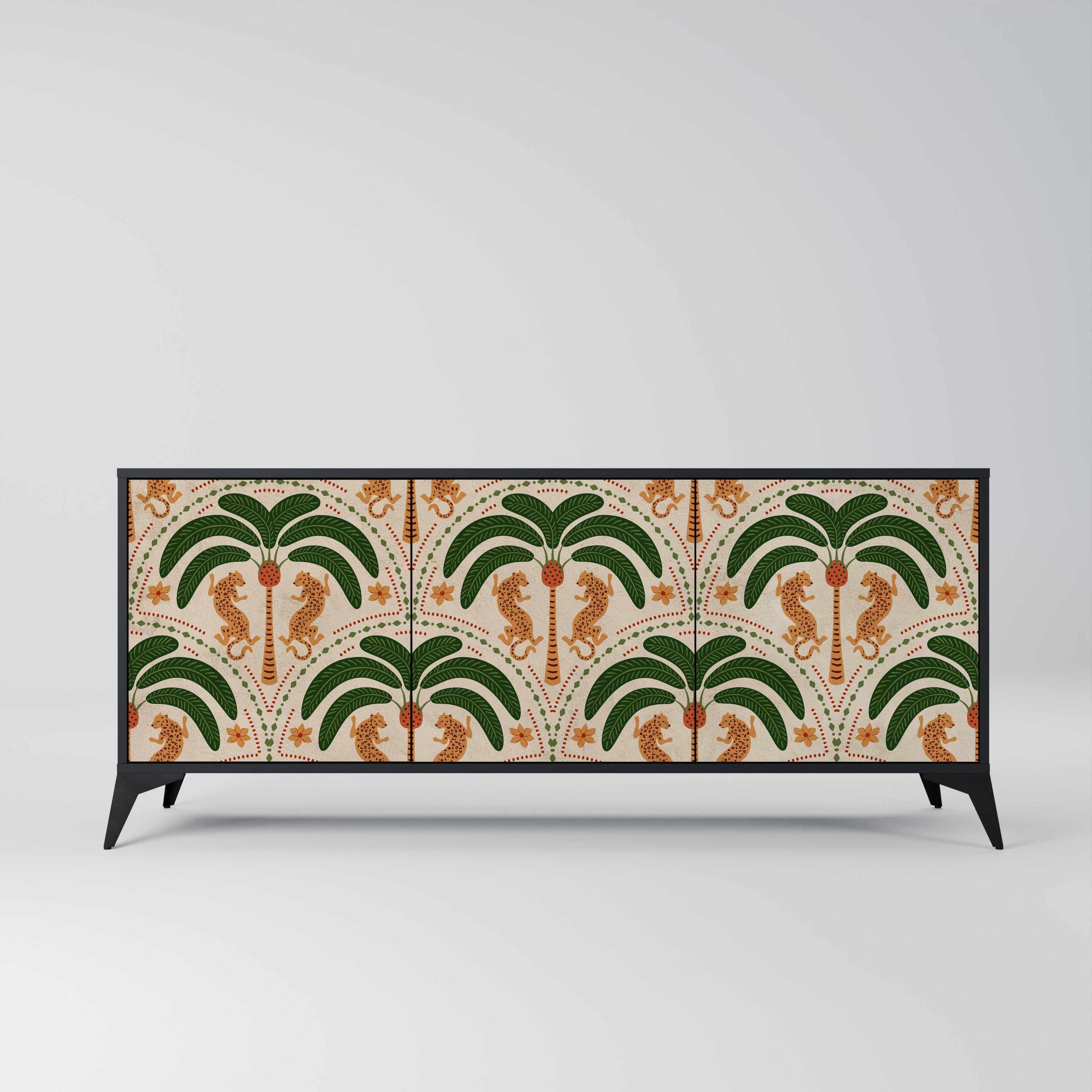 DANCING PREDATORS Aparador de 3 Portas em Acabamento Preto