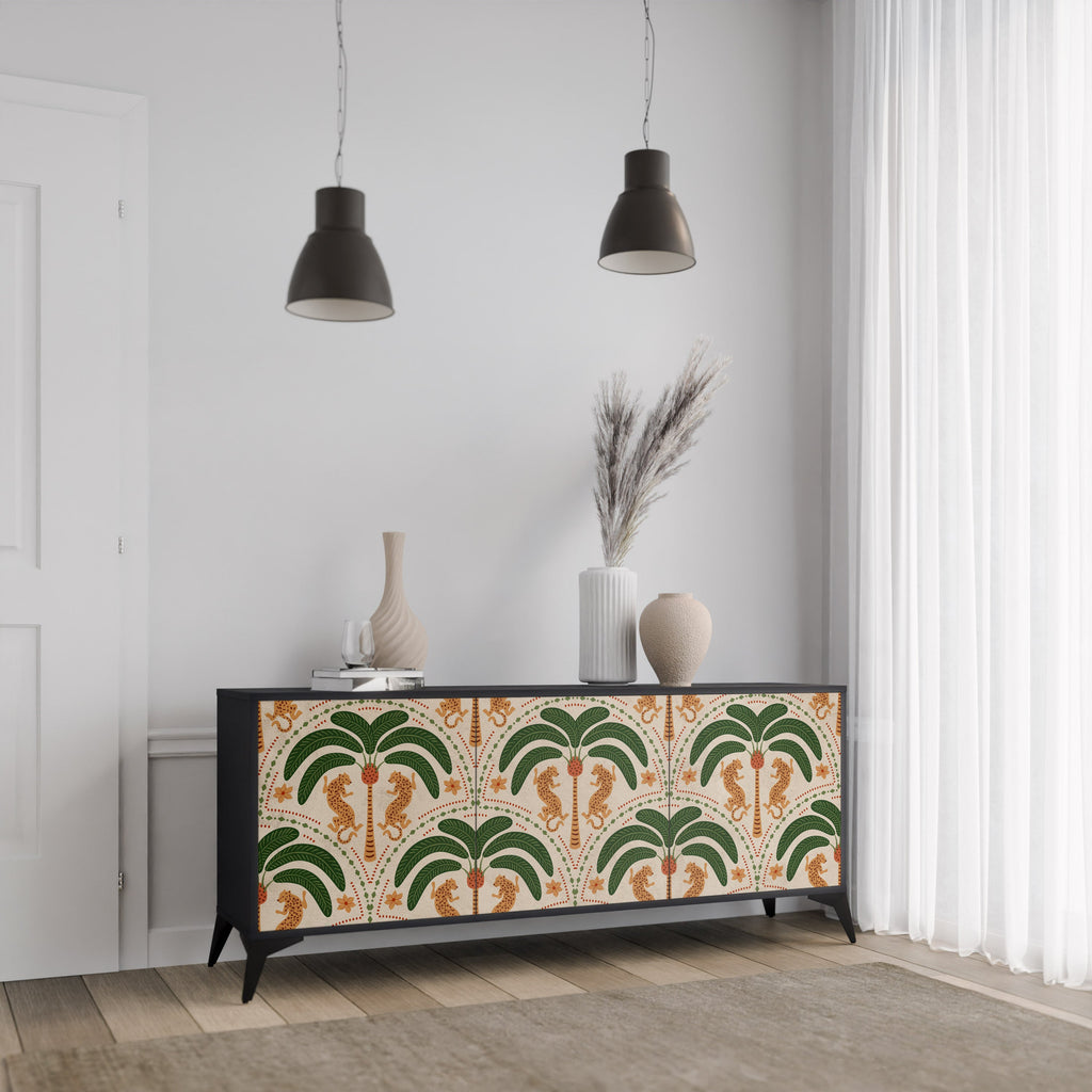 DANCING PREDATORS Aparador de 3 Portas em Acabamento Preto