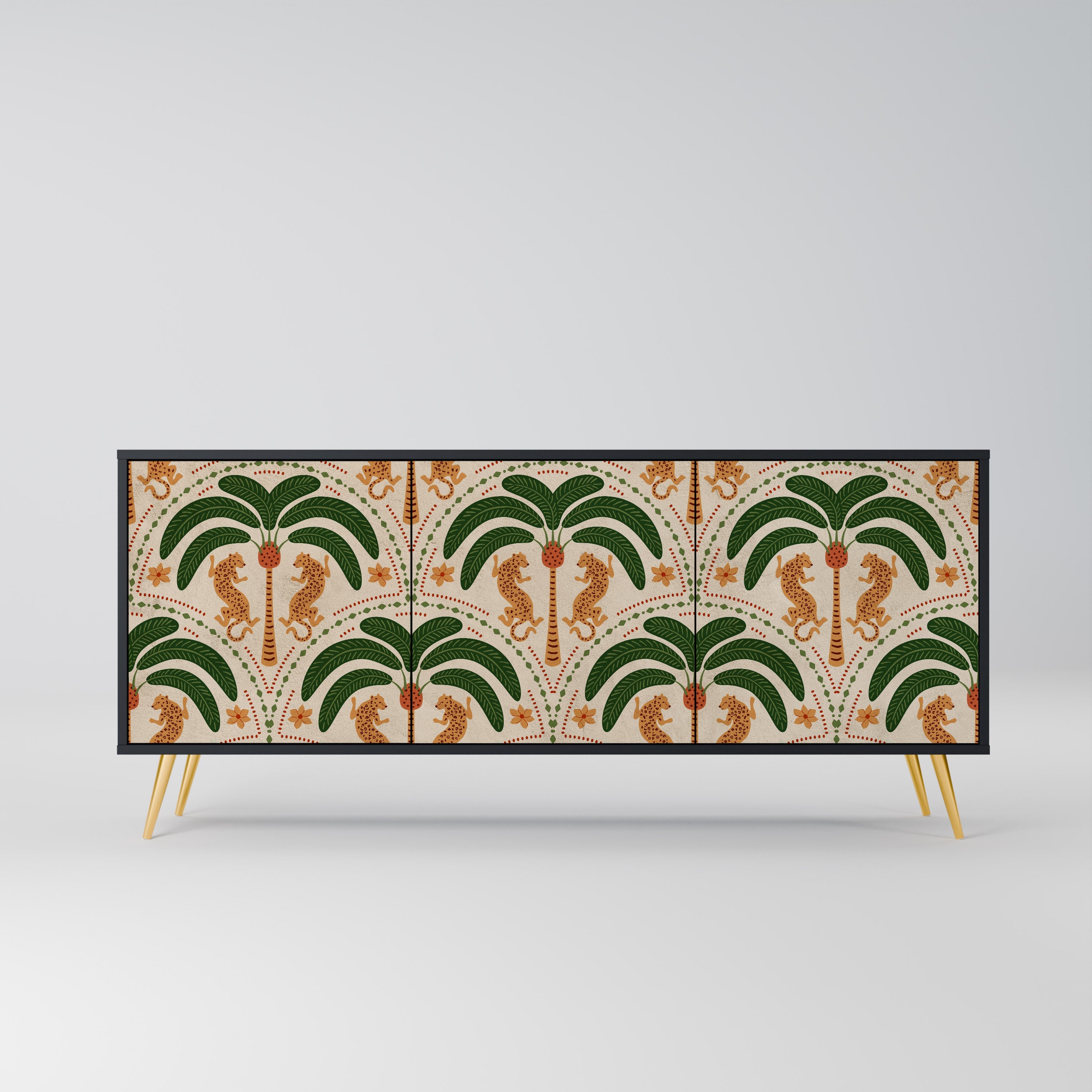 DANCING PREDATORS Aparador de 3 Portas em Acabamento Preto