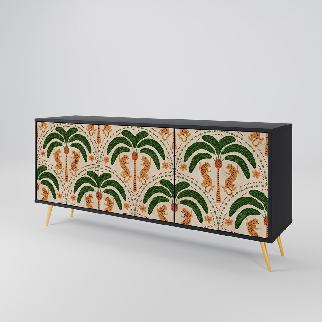 DANCING PREDATORS Aparador de 3 Portas em Acabamento Preto