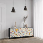 COLORFUL INSECTS 3-Door Sideboard in Black Finish