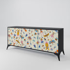 COLORFUL INSECTS 3-Door Sideboard in Black Finish