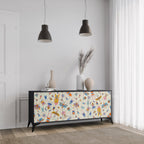 COLORFUL INSECTS 3-Door Sideboard in Black Finish