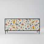 COLORFUL INSECTS 3-Door Sideboard in Black Finish