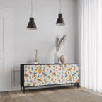 COLORFUL INSECTS 3-Door Sideboard in Black Finish