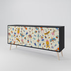 COLORFUL INSECTS 3-Door Sideboard in Black Finish