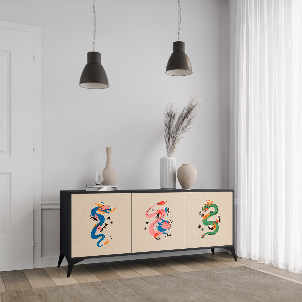 MYTHOLOGICAL CREATURES 3-Door Sideboard