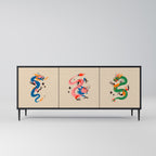 MYTHOLOGICAL CREATURES Aparador de 3 Portas em Acabamento Preto