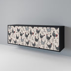 HAPPY HENS Aparador de 3 Portas em Acabamento Preto