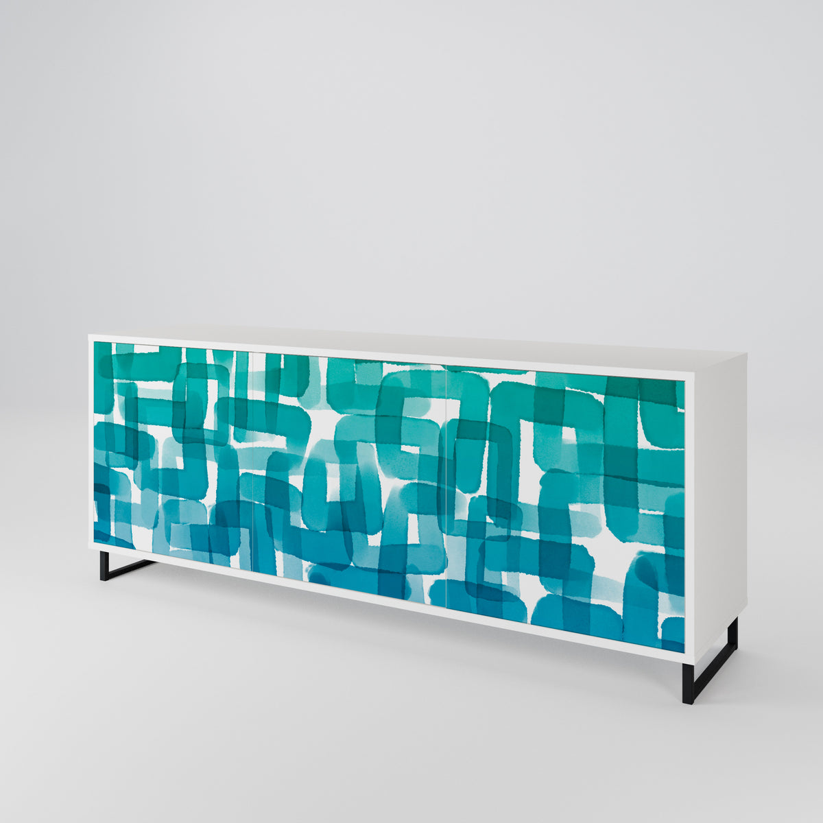 TURQUOISE RECTANGLES Aparador de 3 Portas