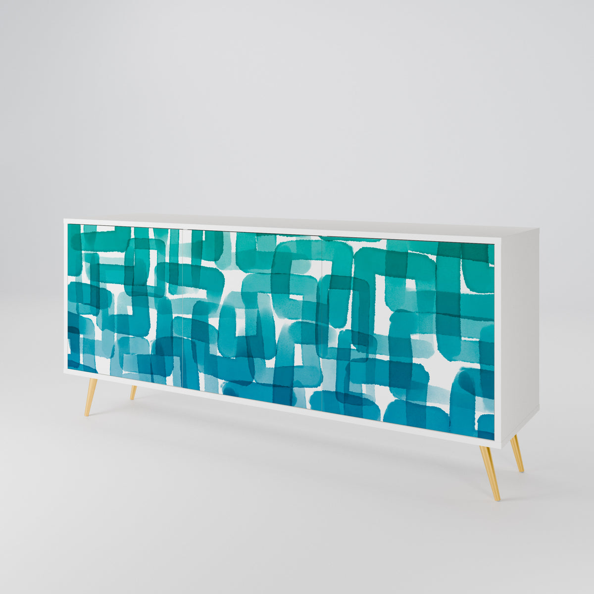TURQUOISE RECTANGLES Aparador de 3 Portas