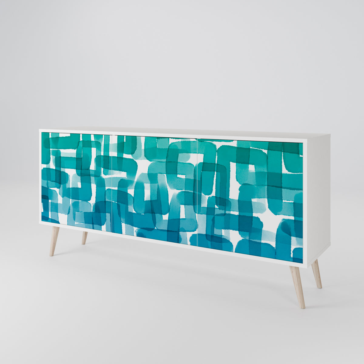 TURQUOISE RECTANGLES Aparador de 3 Portas