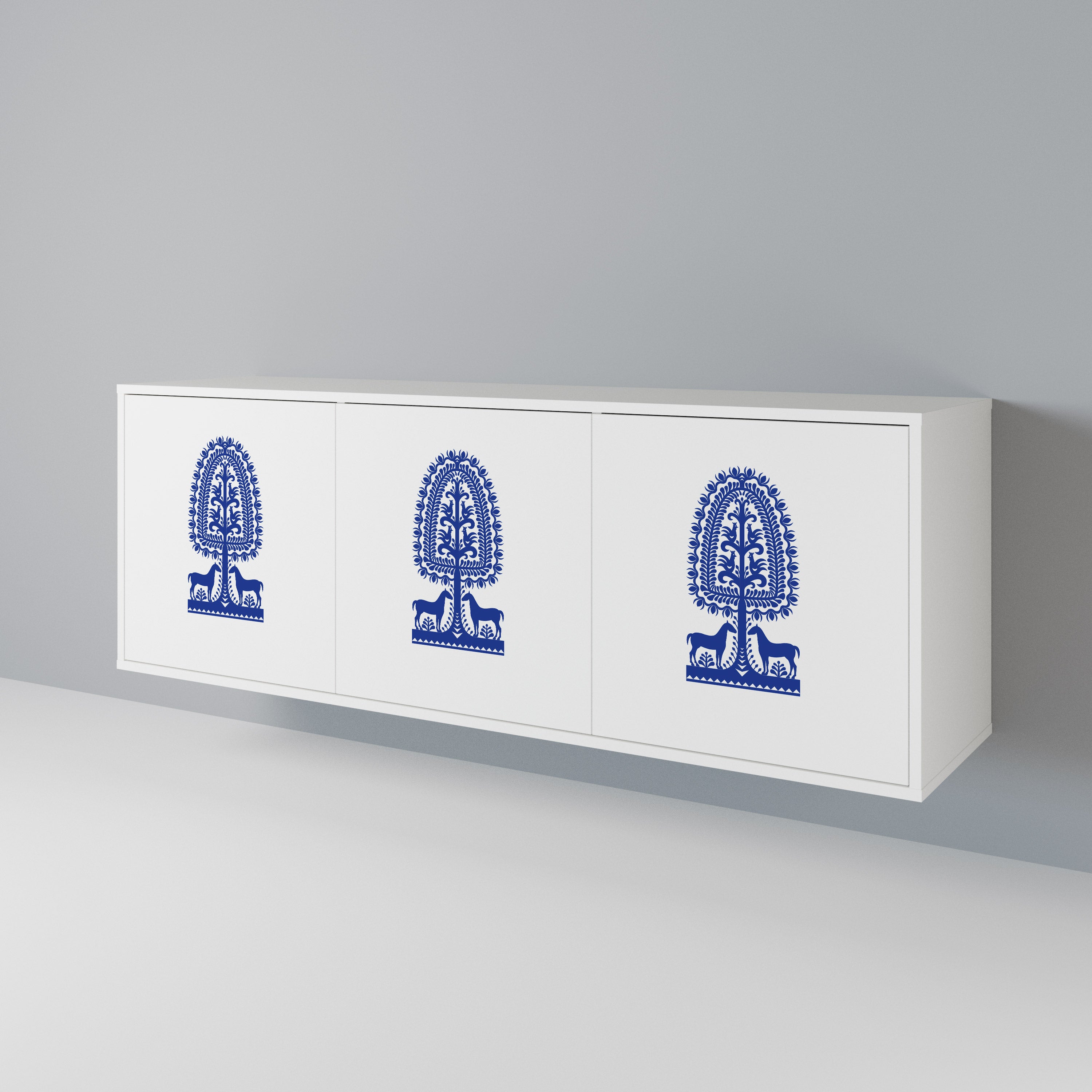 POLISH FOLK ART Aparador de 3 Portas
