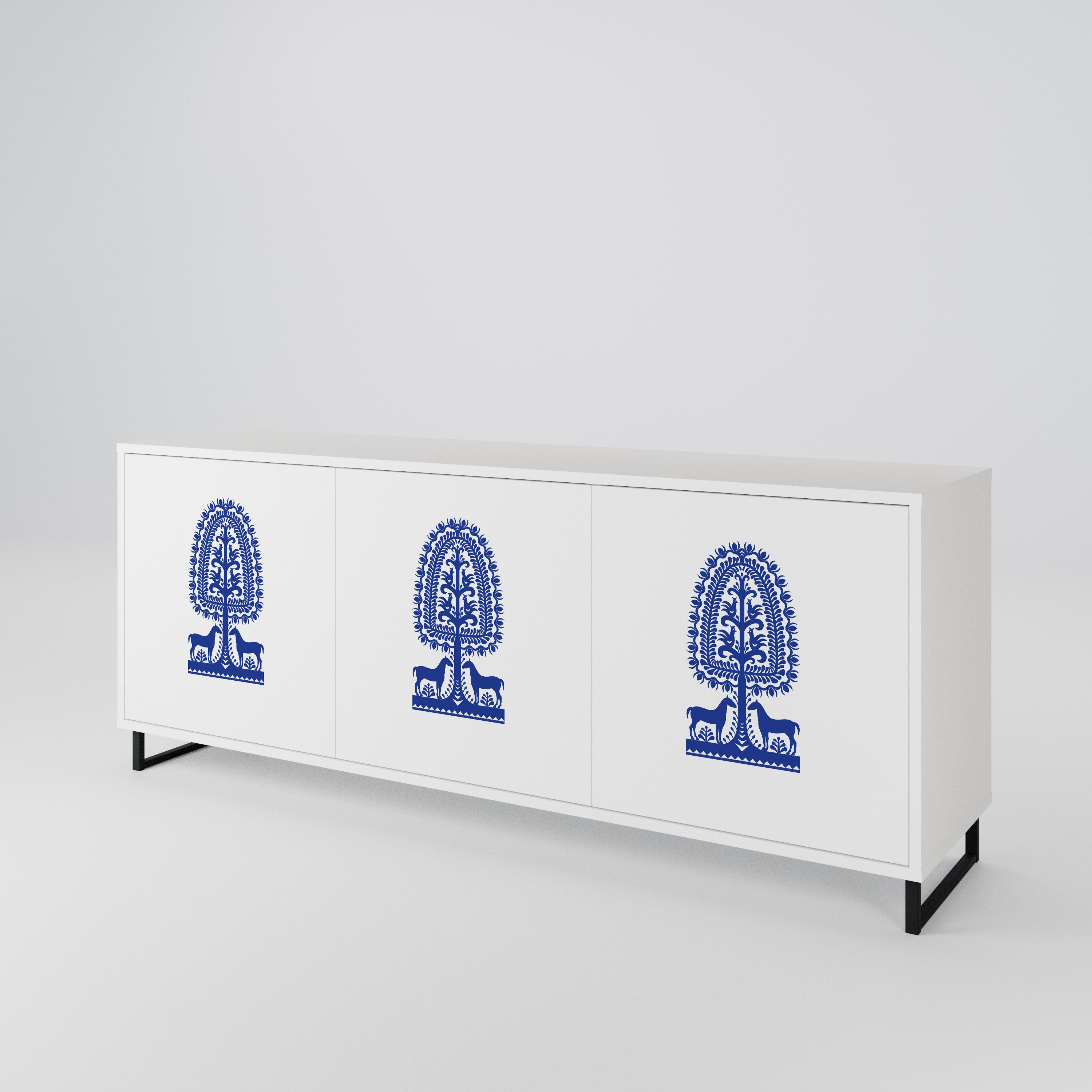 POLISH FOLK ART Aparador de 3 Portas
