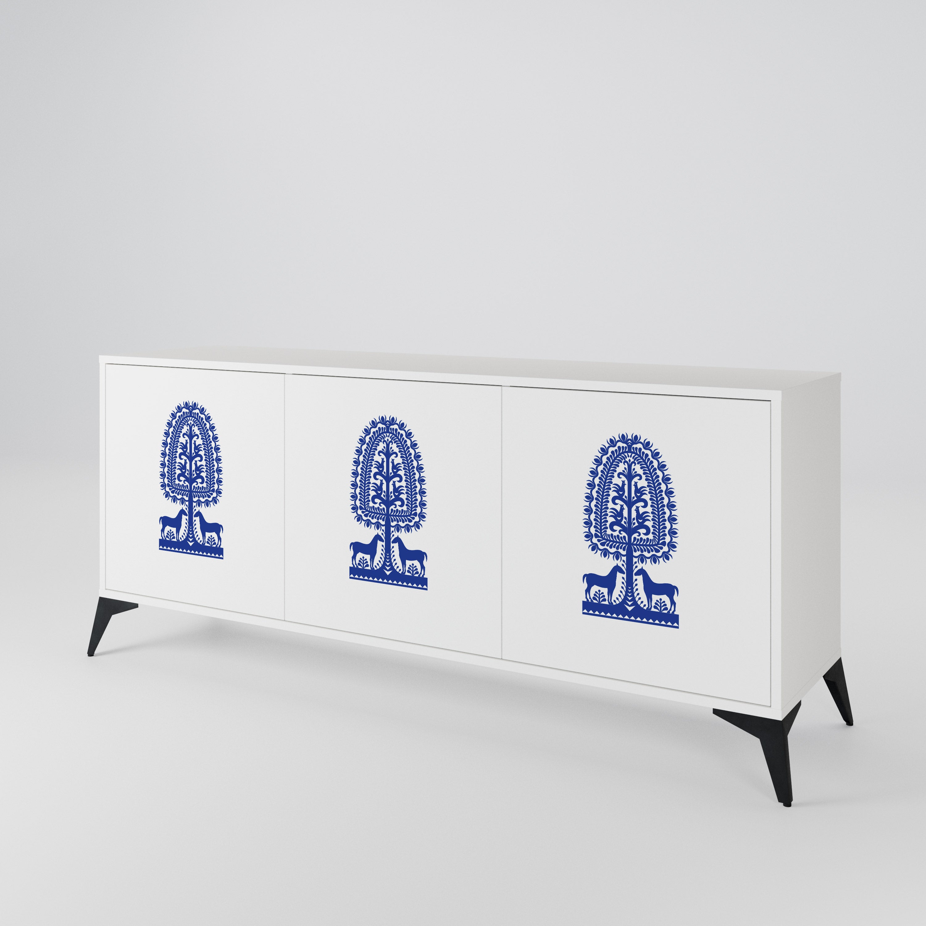 POLISH FOLK ART Aparador de 3 Portas