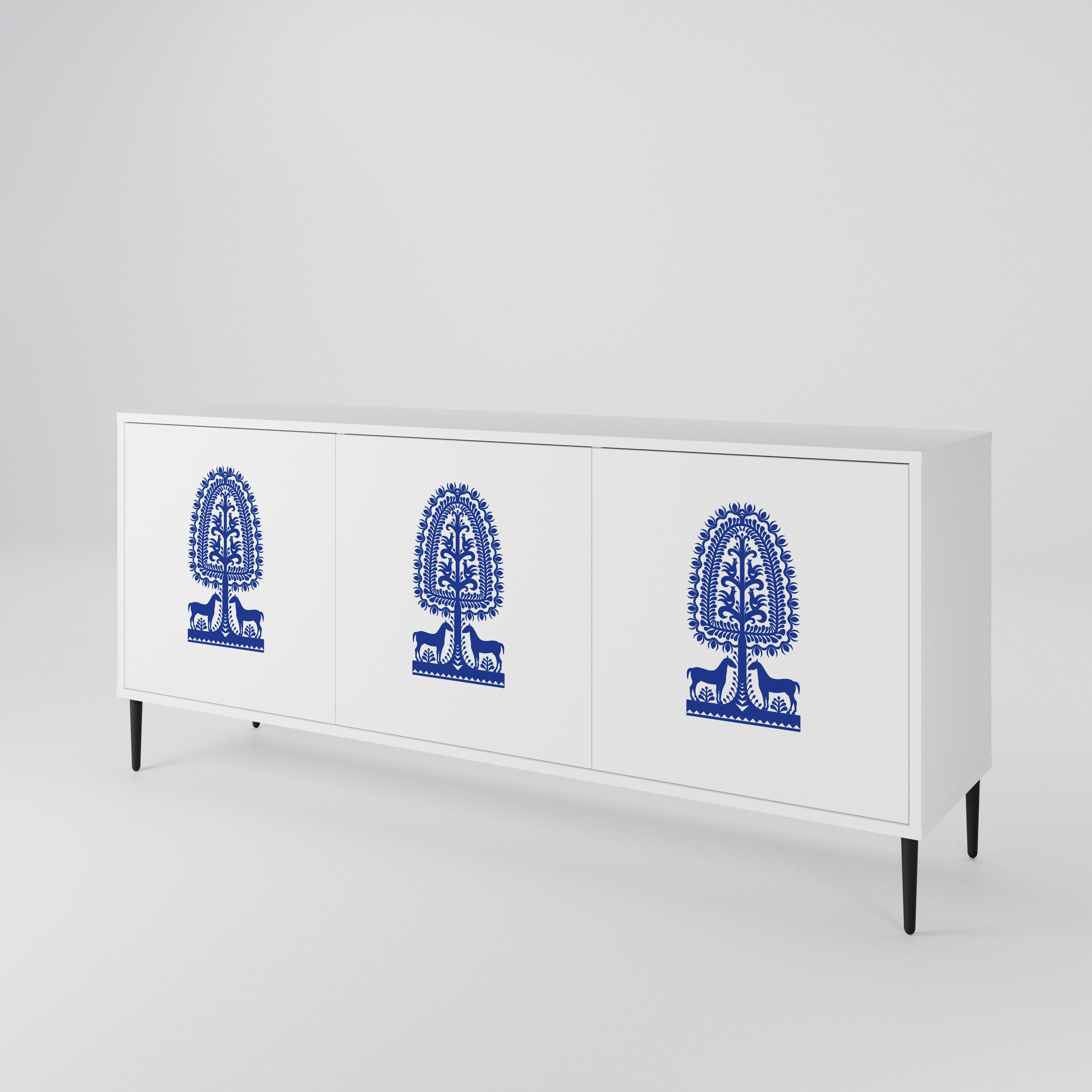POLISH FOLK ART Aparador de 3 Portas