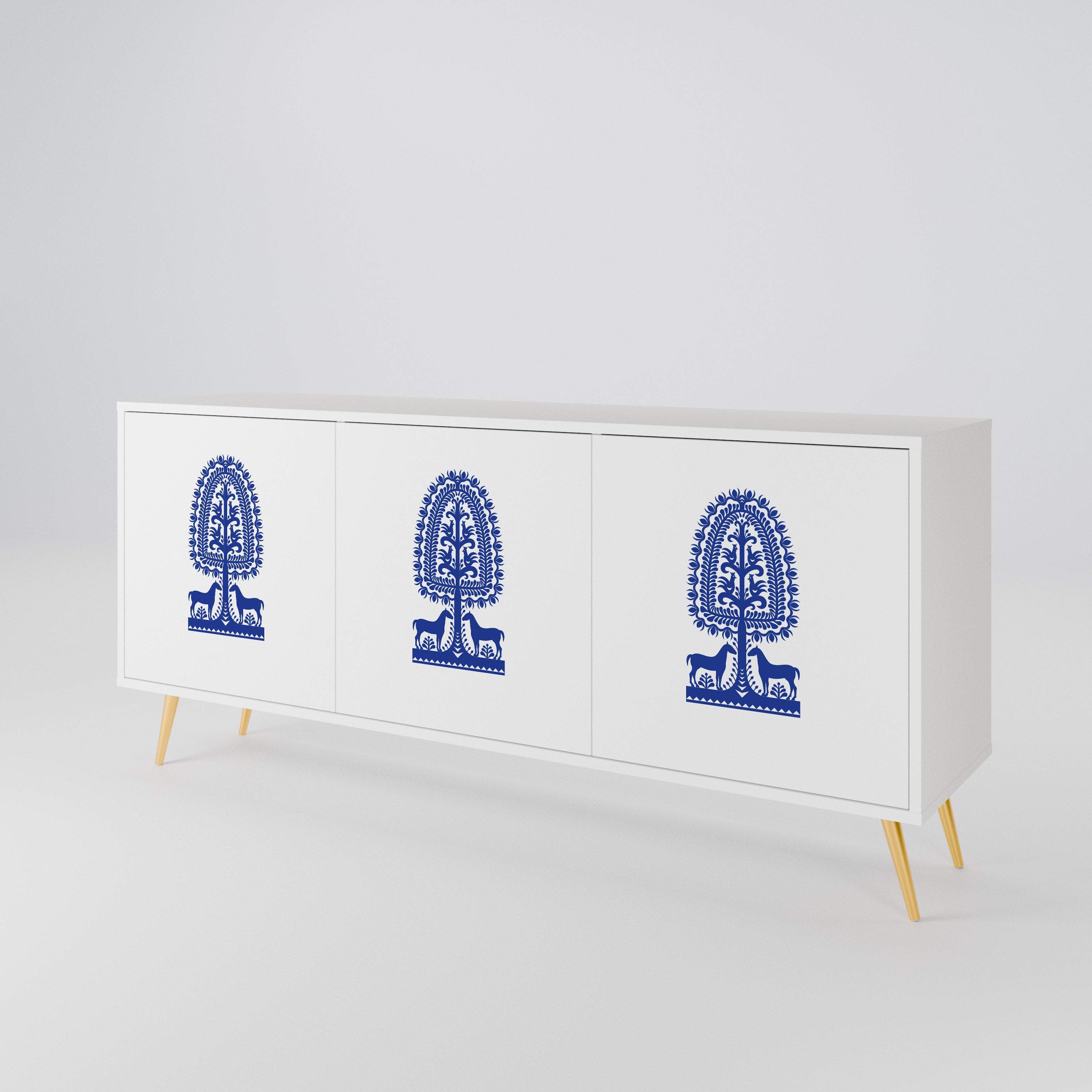 POLISH FOLK ART Aparador de 3 Portas