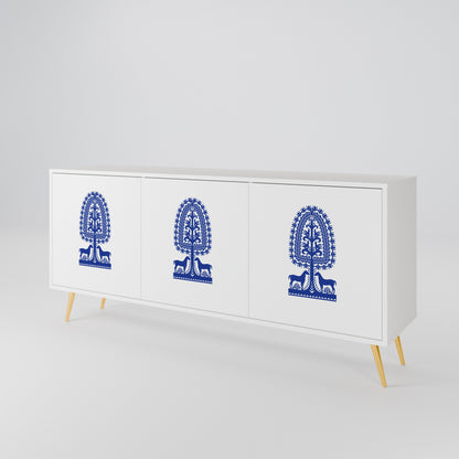 POLISH FOLK ART Aparador de 3 Portas