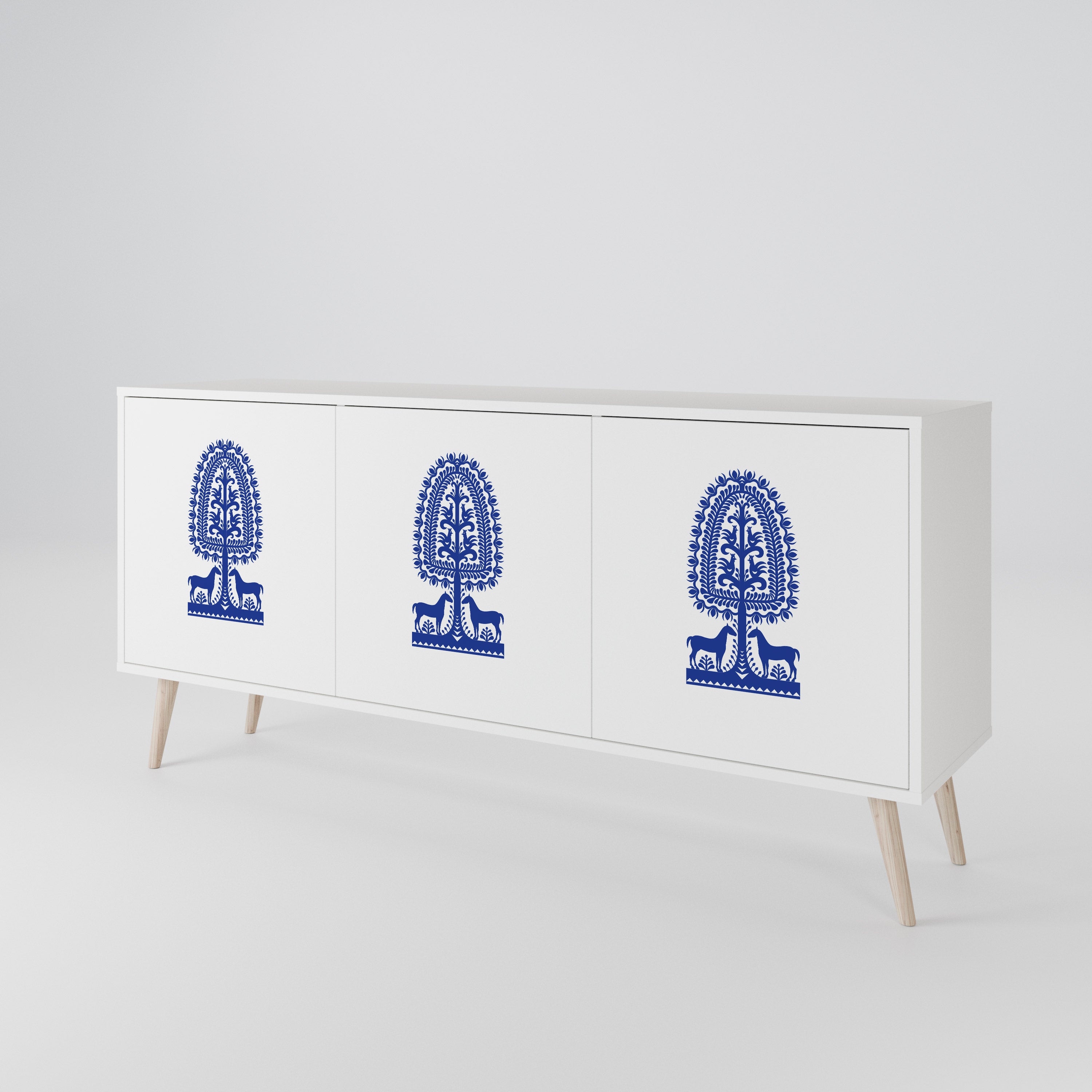 POLISH FOLK ART Aparador de 3 Portas