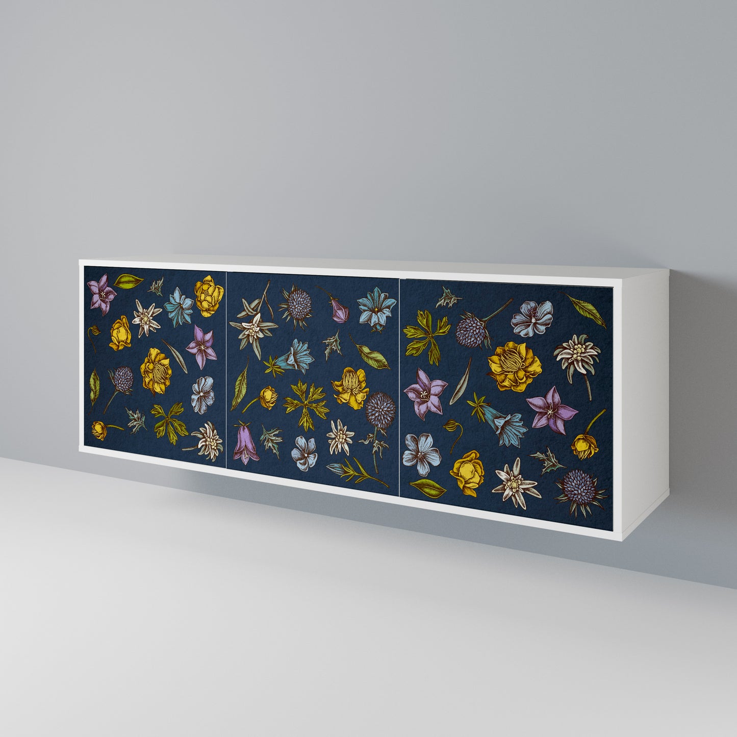 FLOWERS ON NAVY BLUE Aparador de 3 Portas