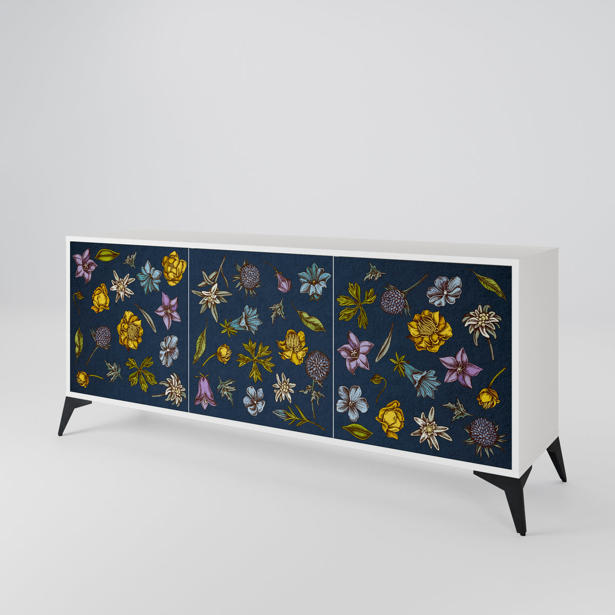 FLOWERS ON NAVY BLUE Aparador de 3 Portas