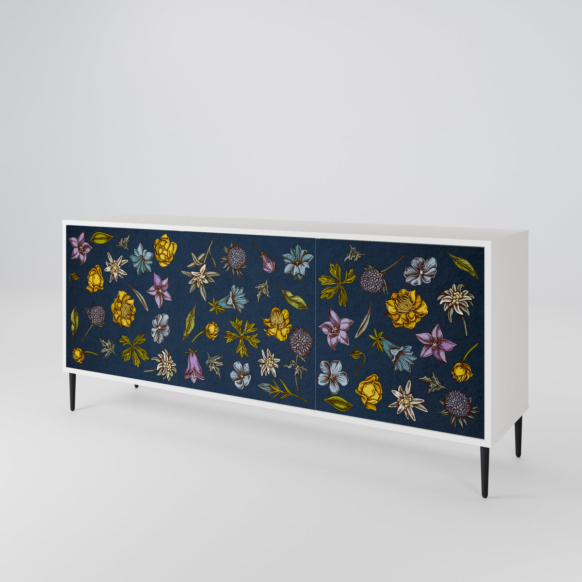 FLOWERS ON NAVY BLUE Aparador de 3 Portas