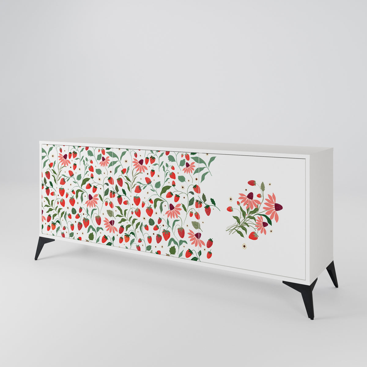 FLOWERS AND STRAWBERRIES 3-Door Sideboard