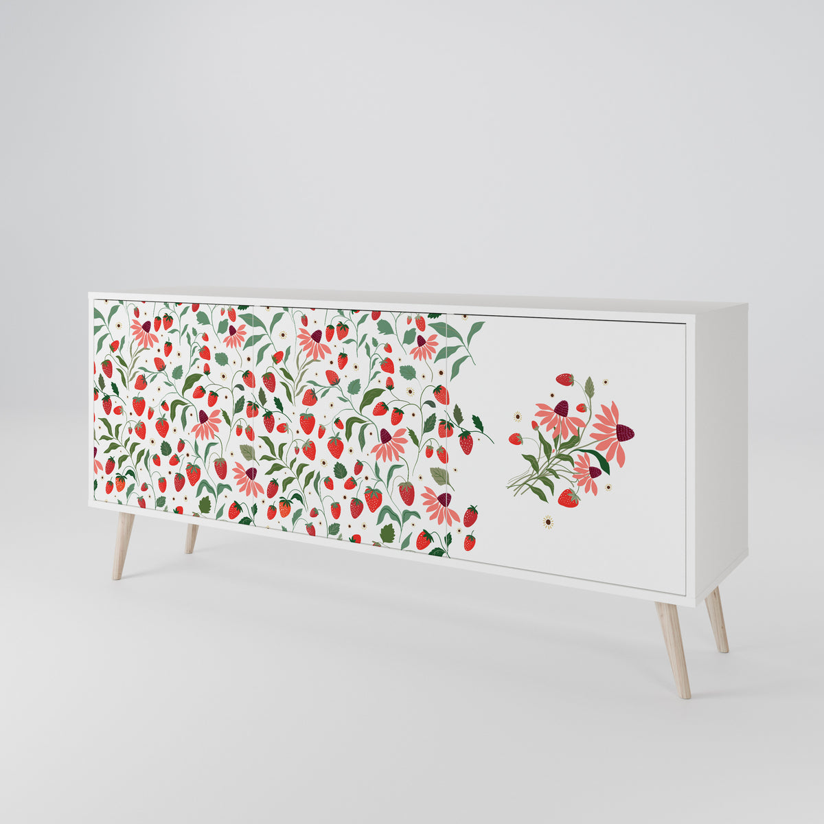 FLOWERS AND STRAWBERRIES 3-Door Sideboard