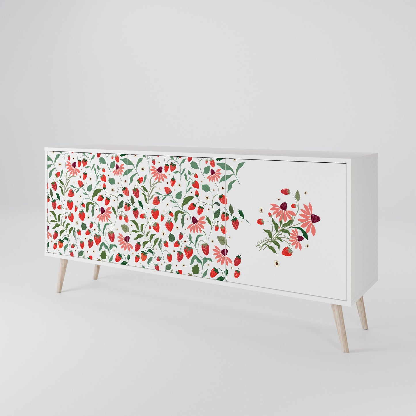 FLOWERS AND STRAWBERRIES 3-Door Sideboard