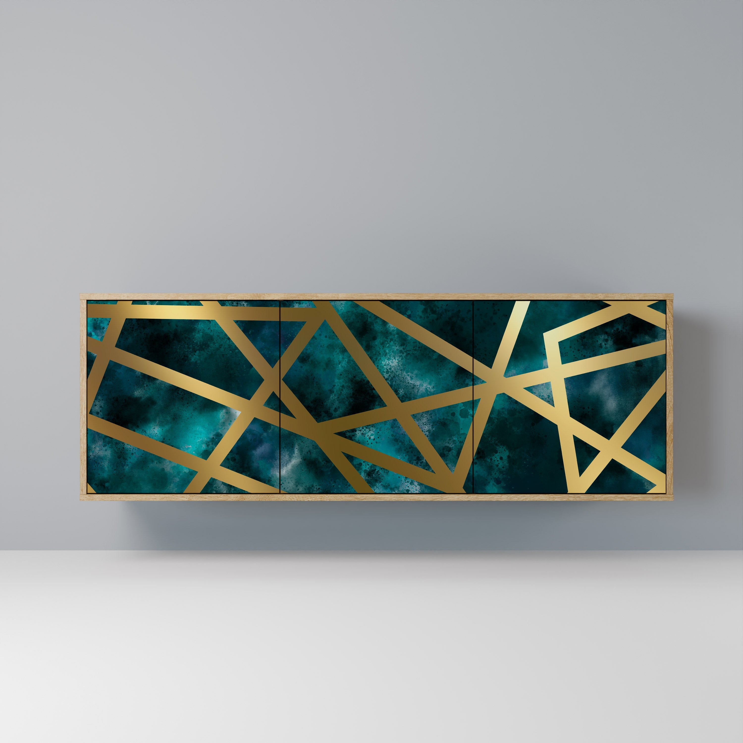 THE LABYRINTH OF GOLD Aparador de 3 Portas em Efeito Carvalho