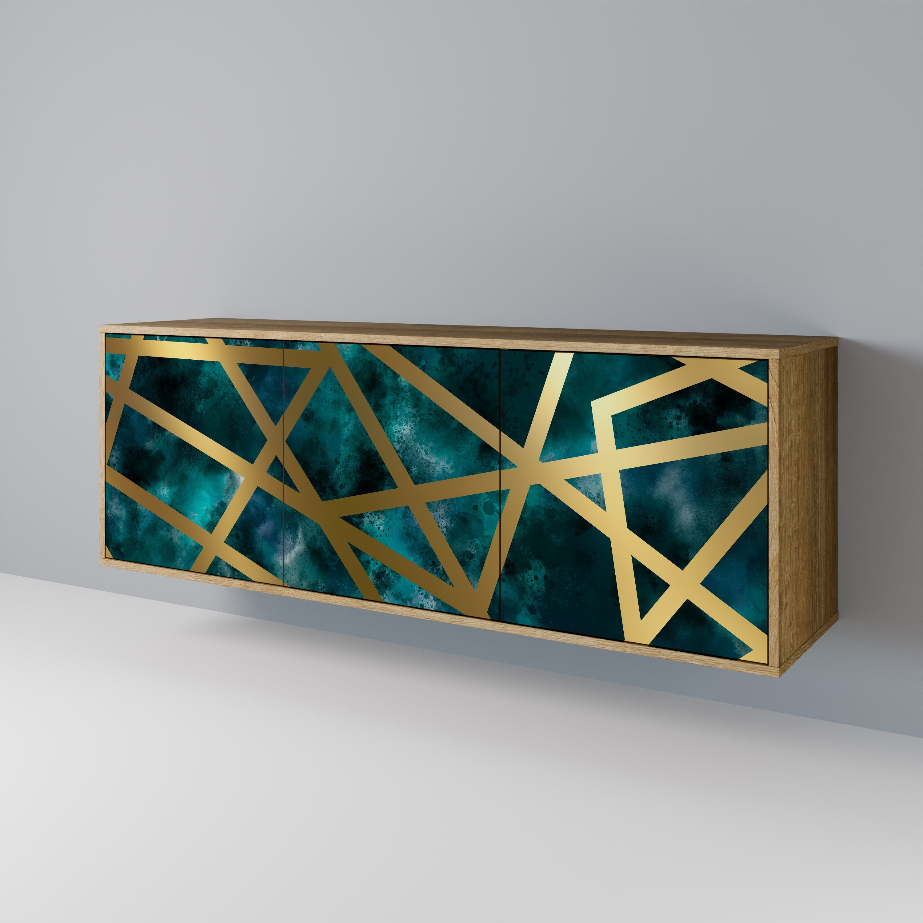 THE LABYRINTH OF GOLD Aparador de 3 Portas em Efeito Carvalho