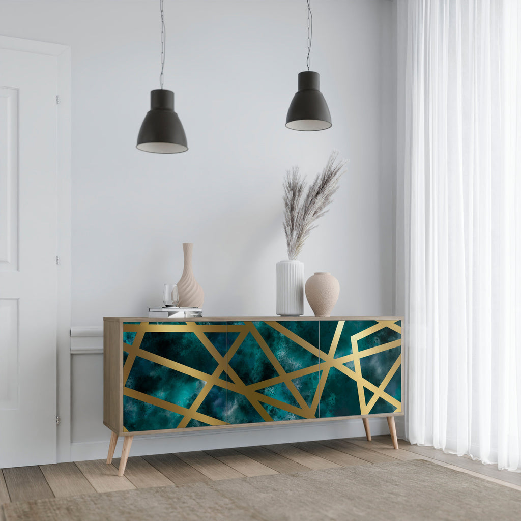 THE LABYRINTH OF GOLD Aparador de 3 Portas em Efeito Carvalho