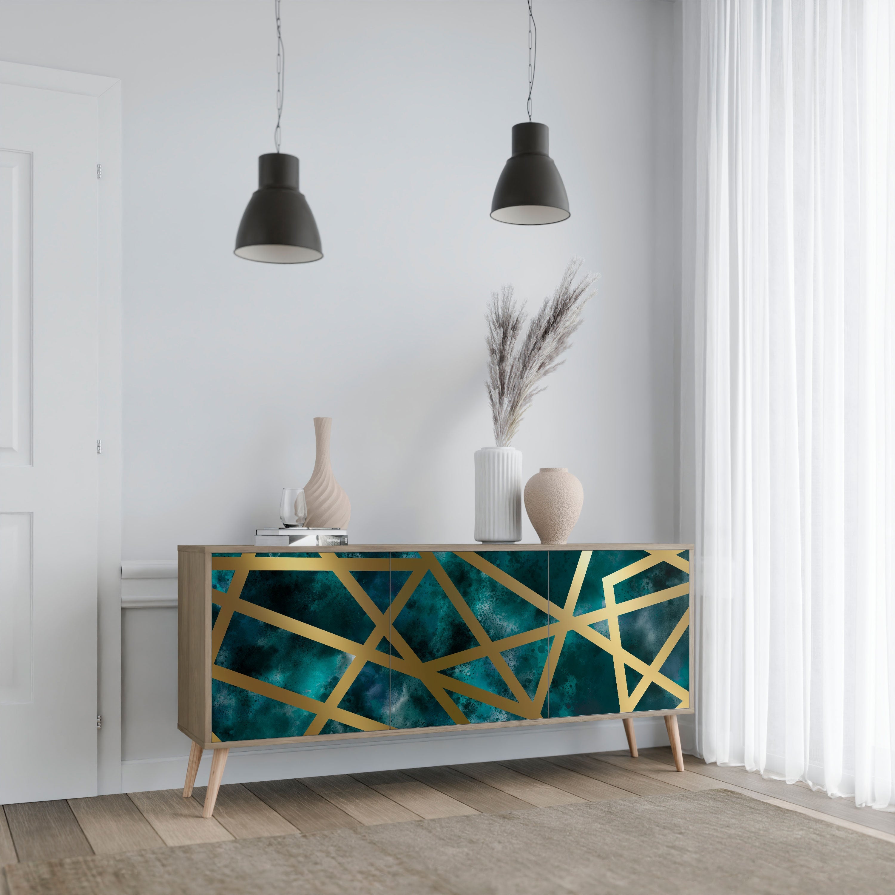 THE LABYRINTH OF GOLD Aparador de 3 Portas em Efeito Carvalho