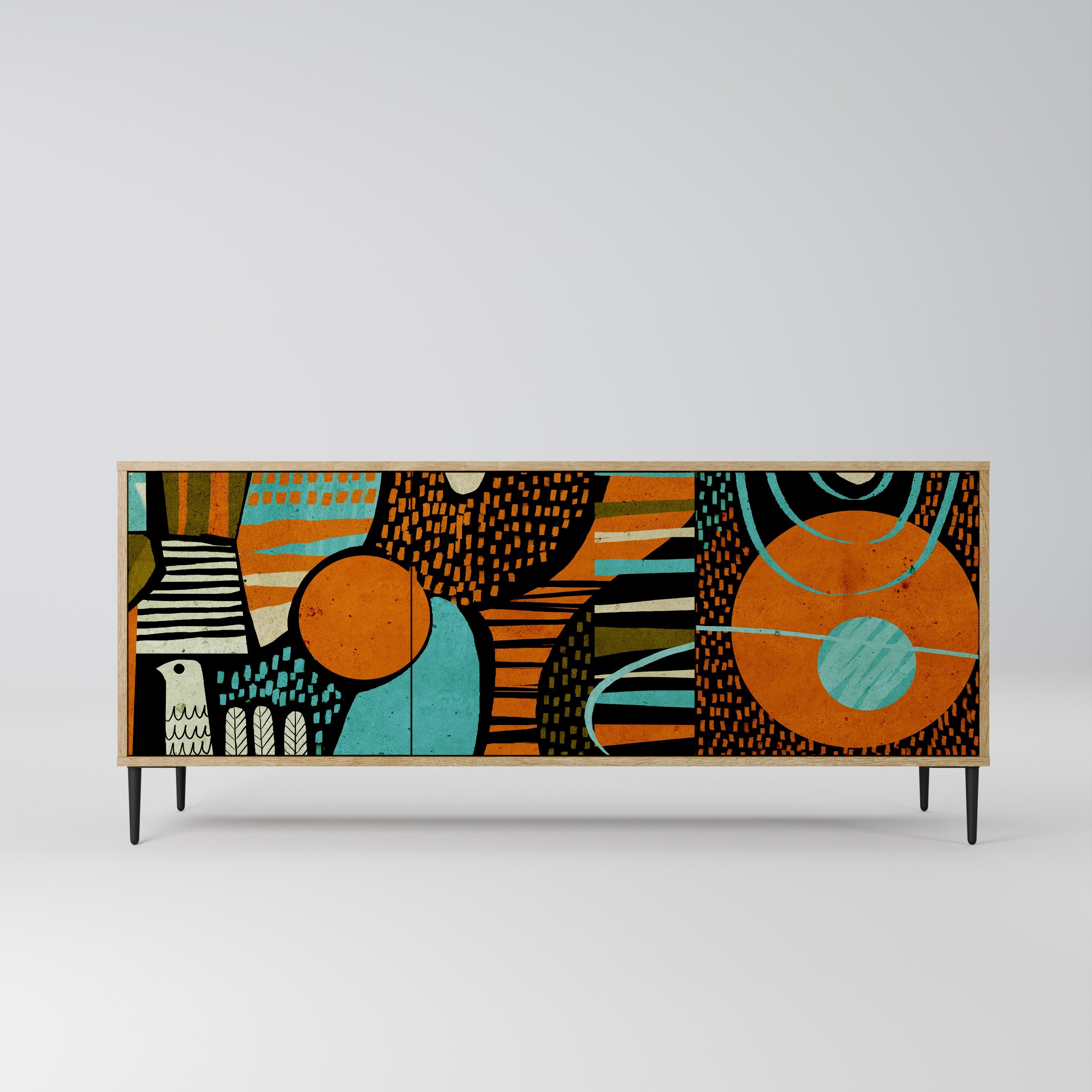 GEODE GLIMMER Aparador de 3 Portas em Efeito Carvalho