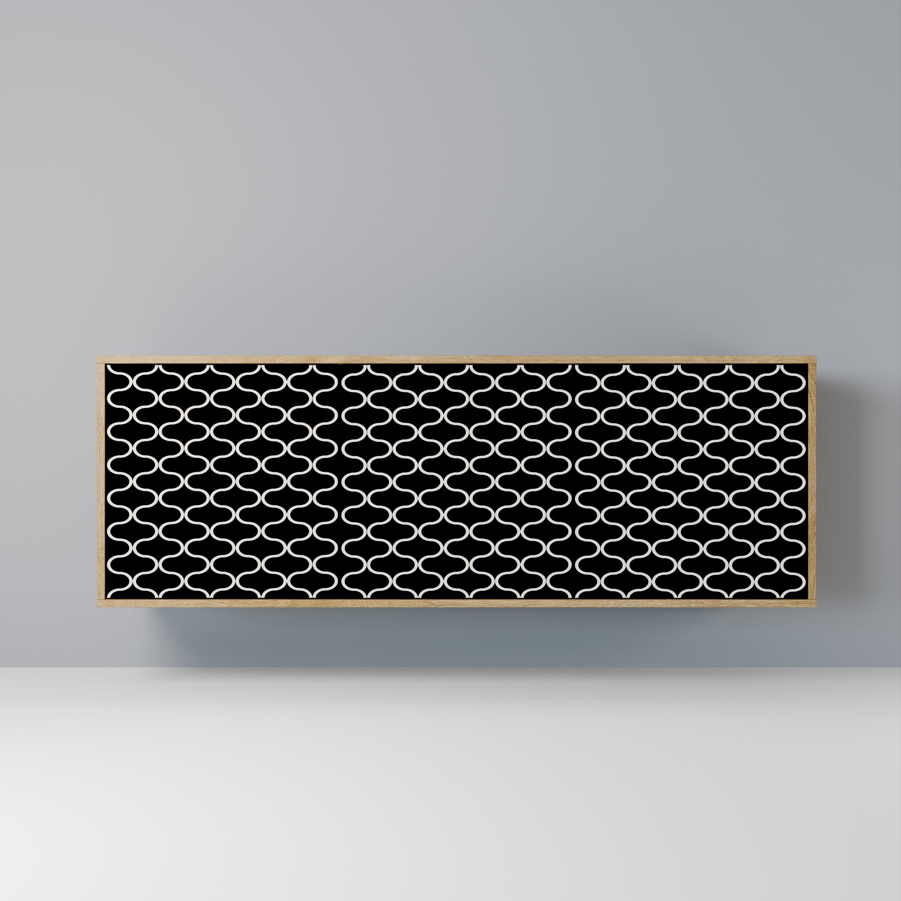 TESSELATED BLACKNESS Aparador de 3 Portas em Efeito Carvalho