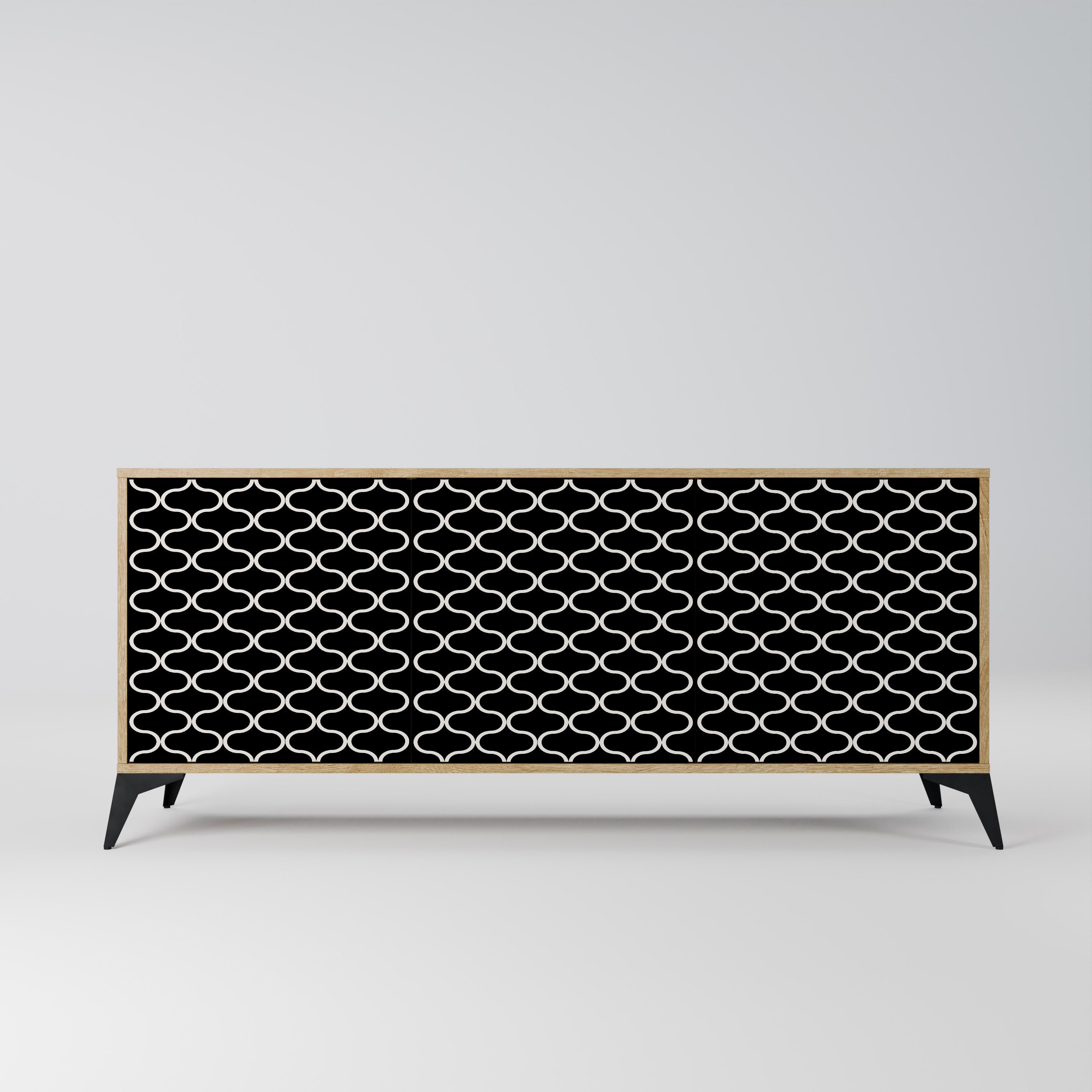 TESSELATED BLACKNESS Aparador de 3 Portas em Efeito Carvalho