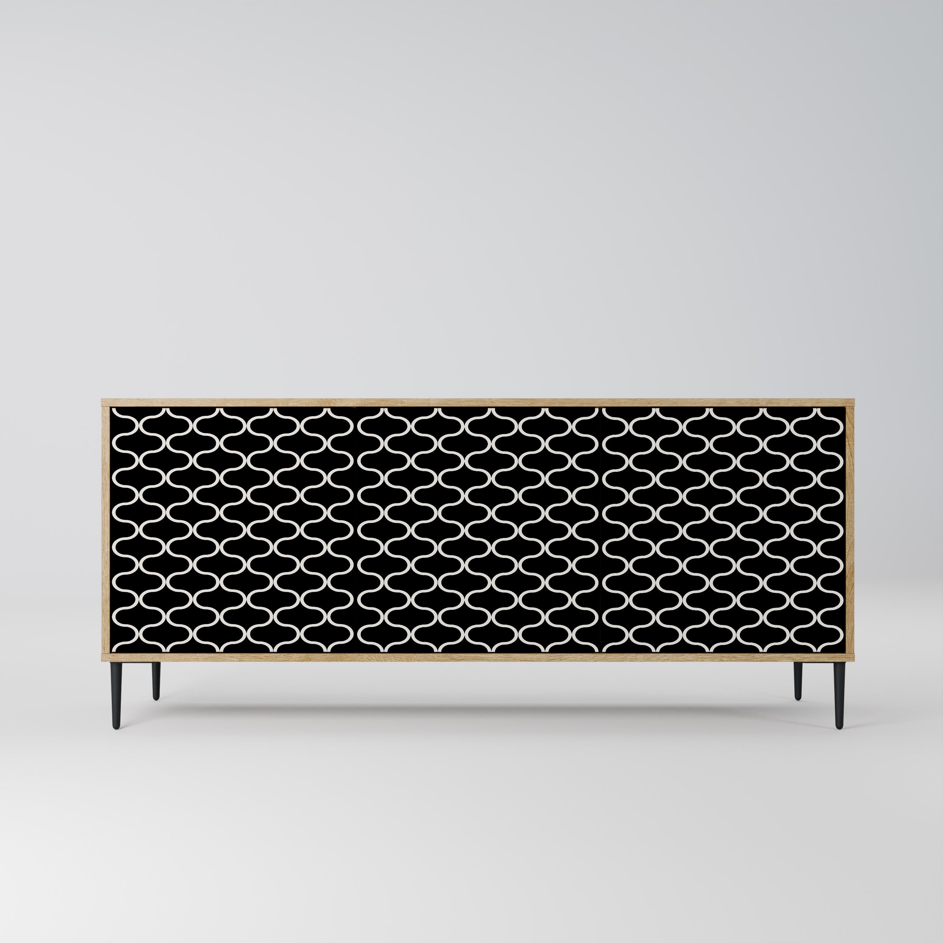 TESSELATED BLACKNESS Aparador de 3 Portas em Efeito Carvalho