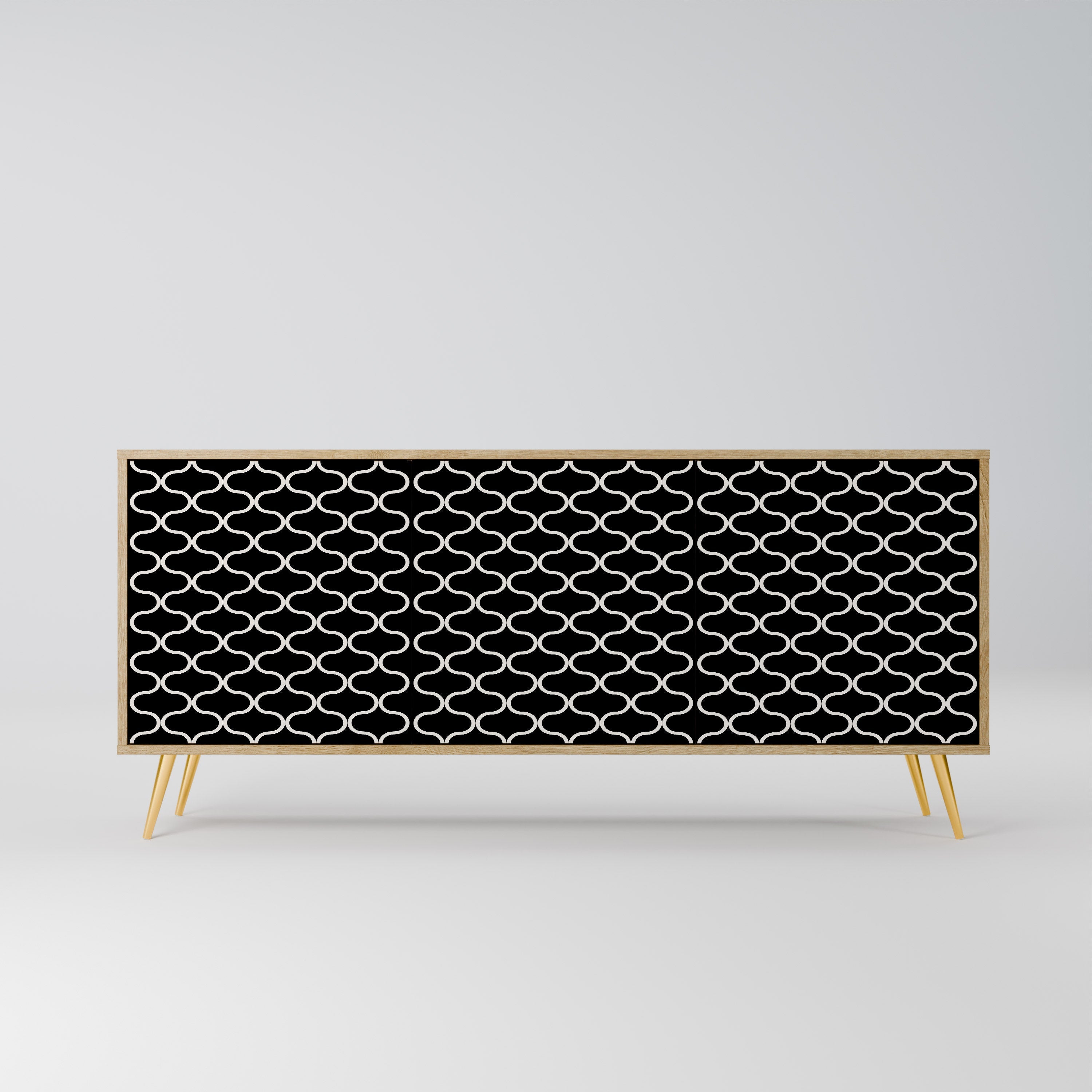 TESSELATED BLACKNESS Aparador de 3 Portas em Efeito Carvalho