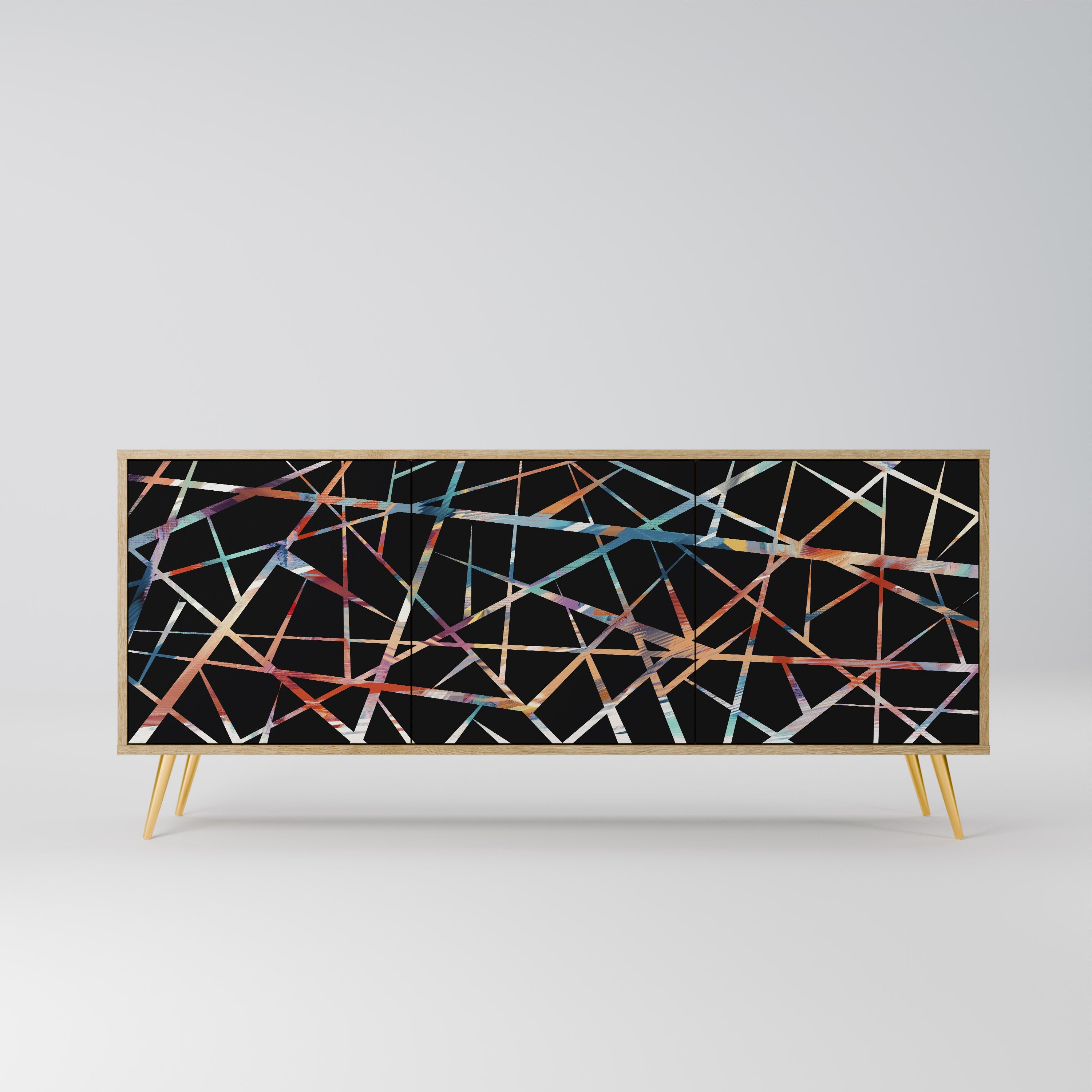 POLYGON VERVE Aparador de 3 Portas em Efeito Carvalho