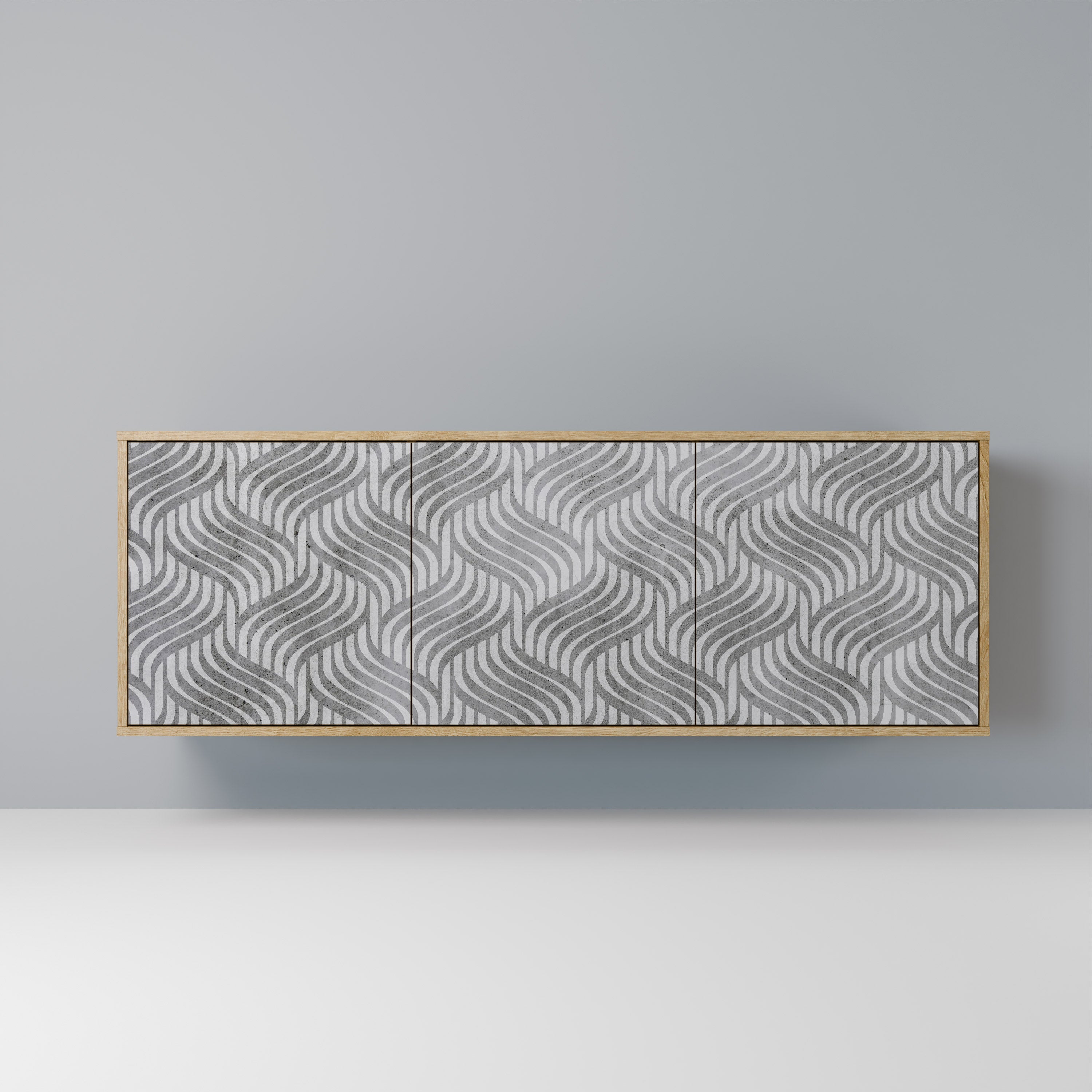 CONCRETE MOVEMENT Aparador de 3 Portas em Efeito Carvalho