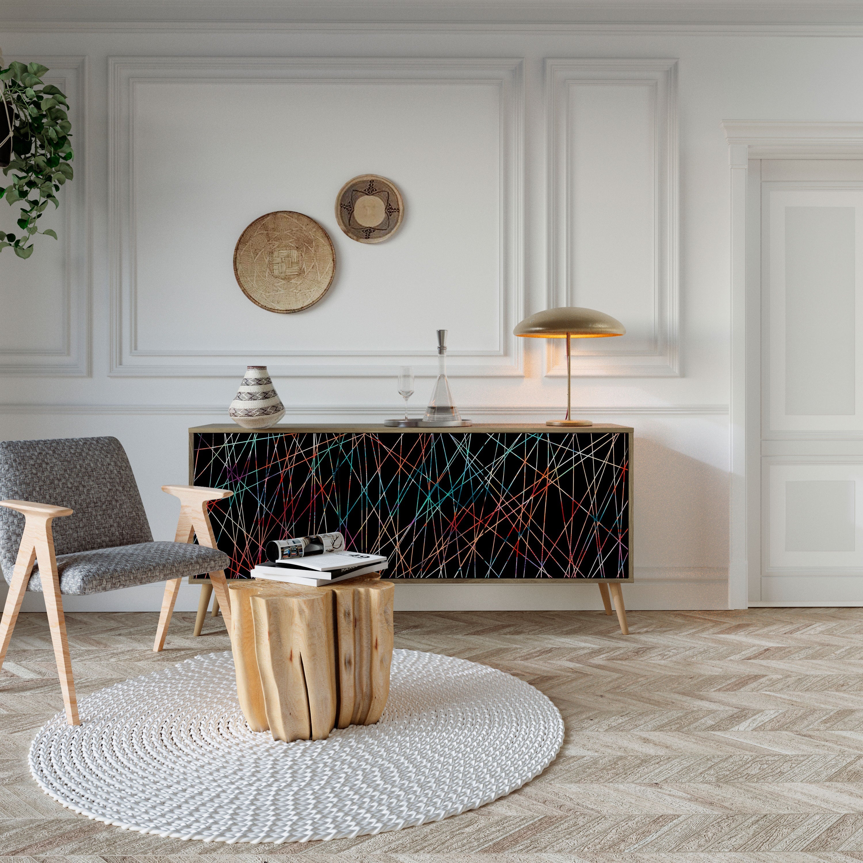 LUMINOUS SNARE Aparador de 3 Portas em Efeito Carvalho