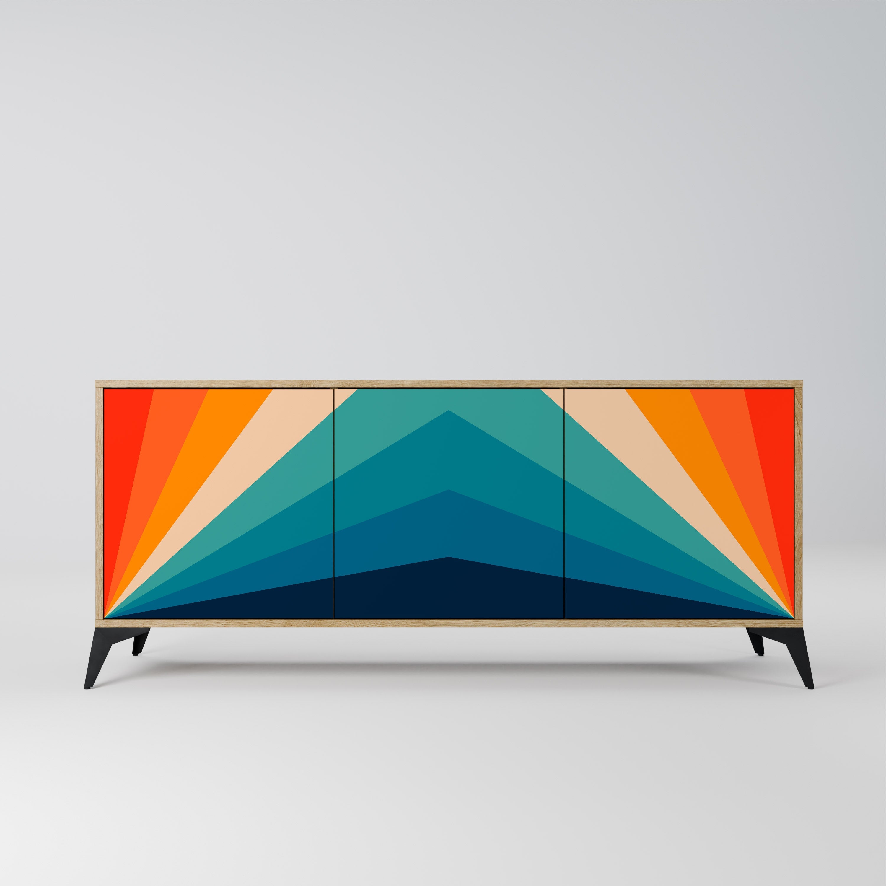 PRISM CONCUSSION Aparador de 3 Portas em Efeito Carvalho