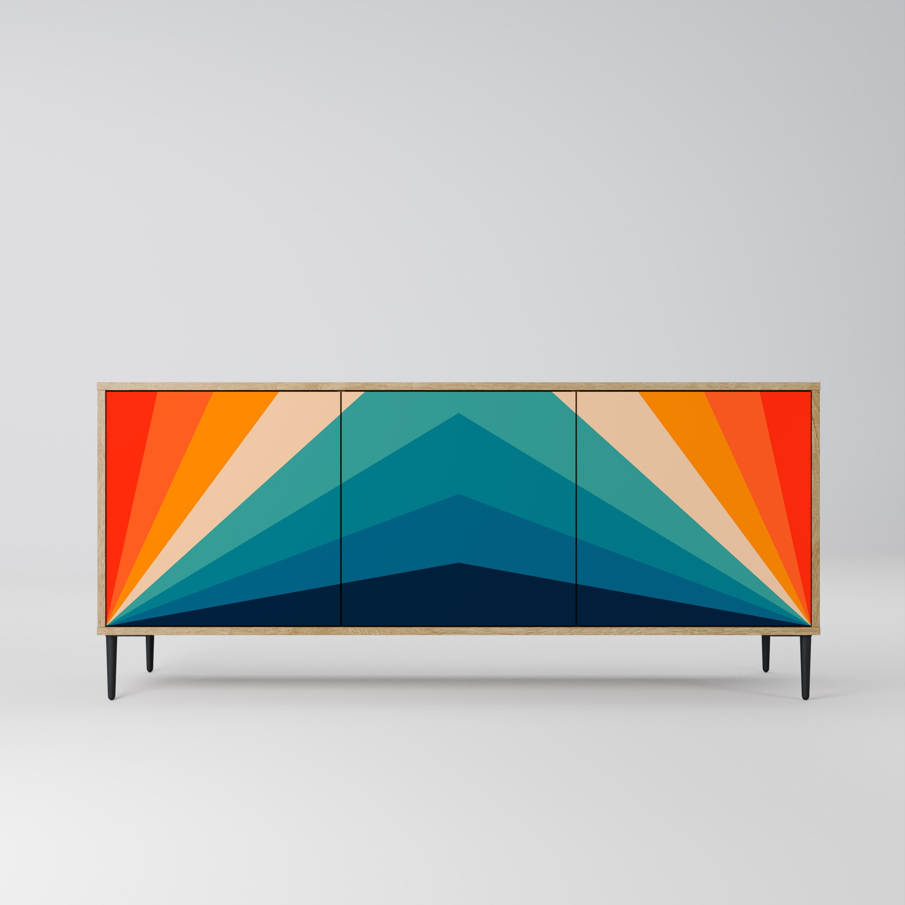 PRISM CONCUSSION Aparador de 3 Portas em Efeito Carvalho